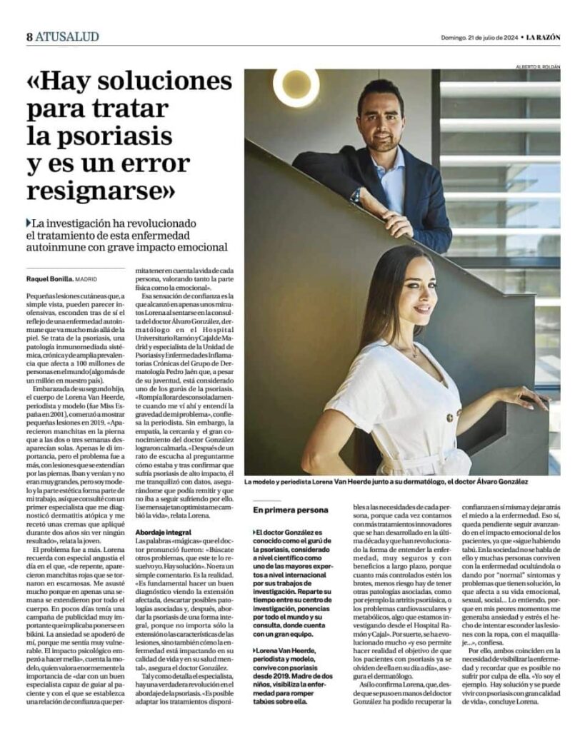 Dr. González Cantero y periodista Lorena Van Heerde en La Razón.